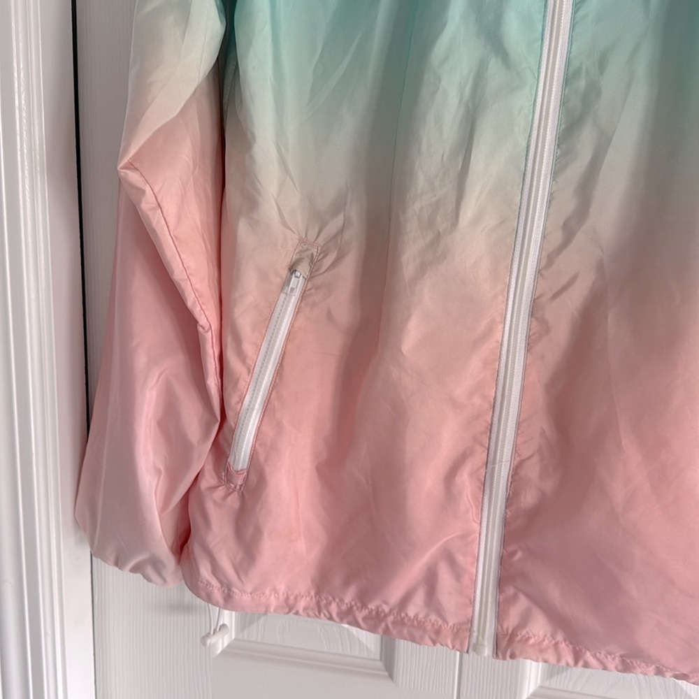 Ivory Ella Mint & Pink Ombré Gradient Hooded Windbreaker- Great Condition - S - Picture 3 of 8